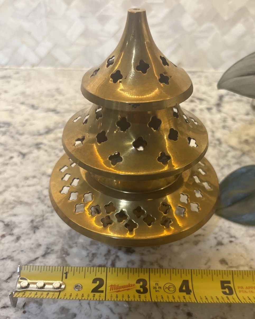 Pier One Brass Incense Burner Candle Holder Christmas Tree Shape luminary