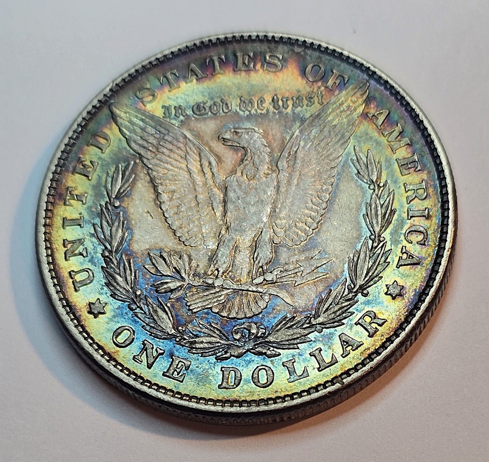 1878 8TF UNC Rainbow toned Morgan Silver Dollar