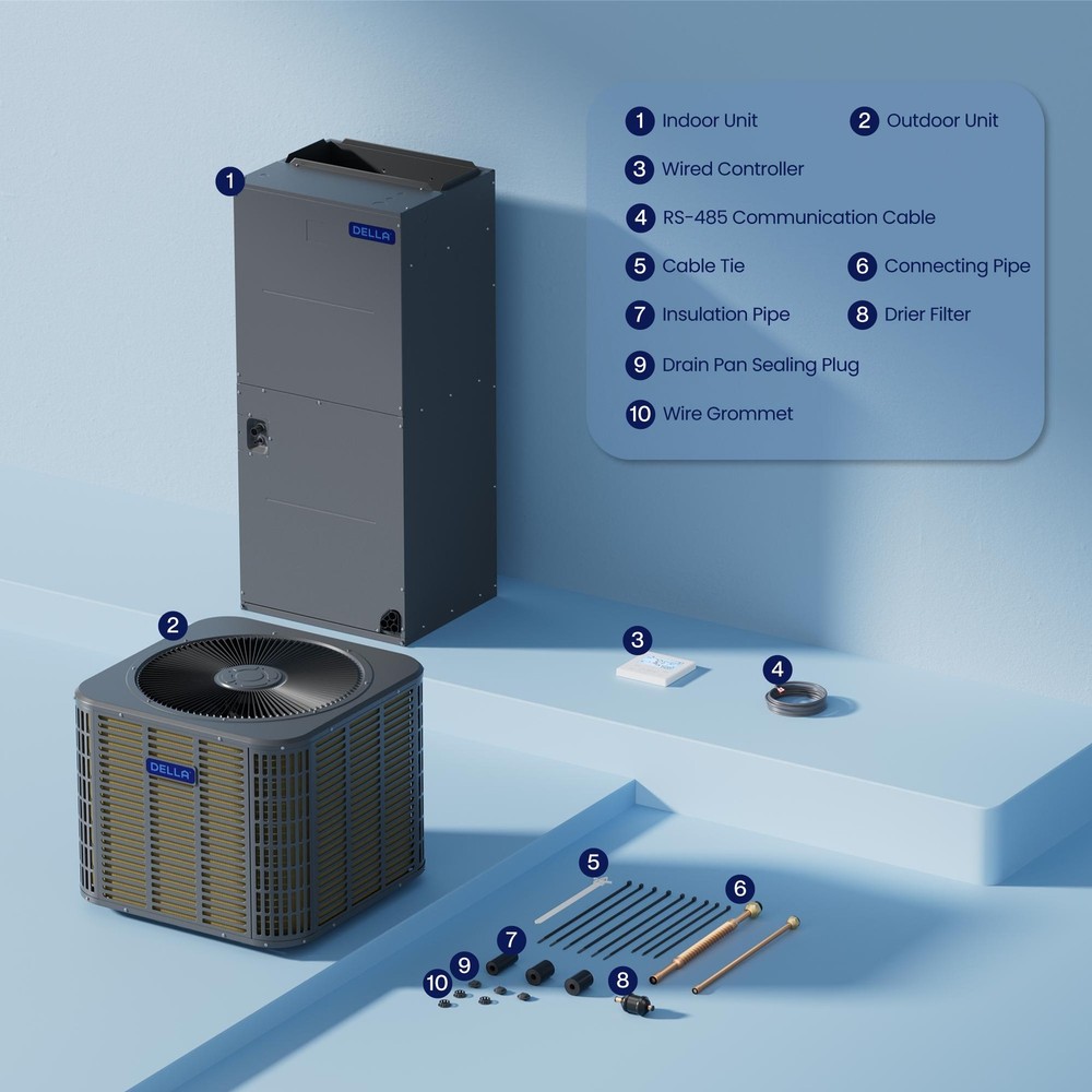 34K BTU Central AC w/Heat Pump, Wired Controller