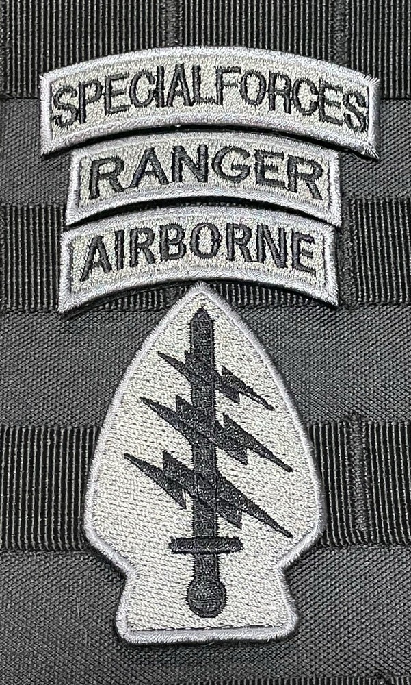 Special Forces Airborne Ranger Tabs Army Tactical 11B Hook Loop Patch Tan