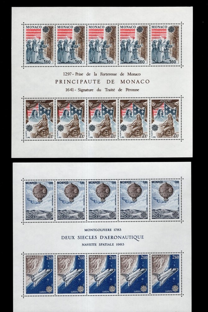 Monaco 1982-1990 Europa Complete 9 Mini-sheets MNH