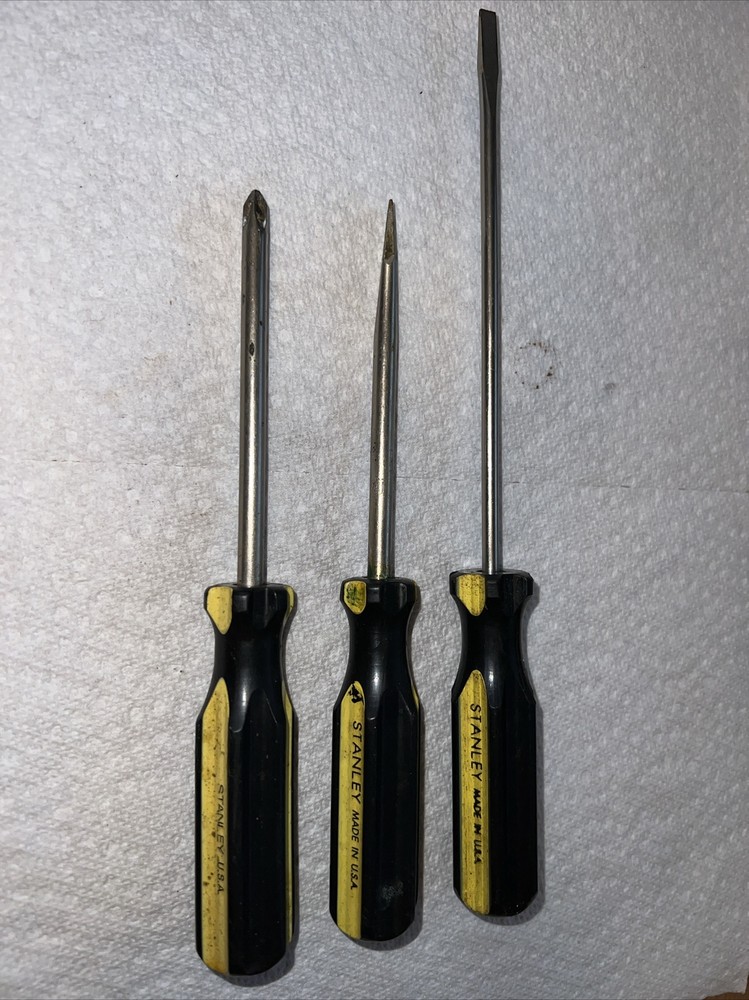 Vintage STANLEY  Black & Yellow Slotted & Phillips Screwdriver #2 Made in USA