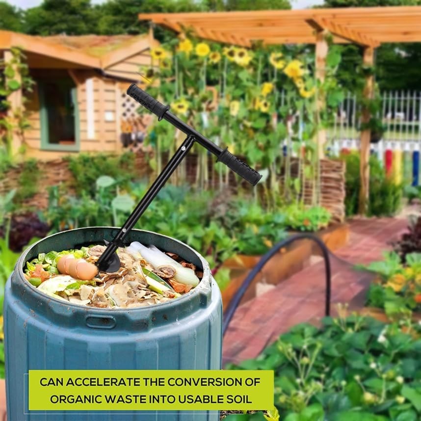 Compost Turner Aerator,Compost Stirrer Tool Outdoor Composting Manual Compost