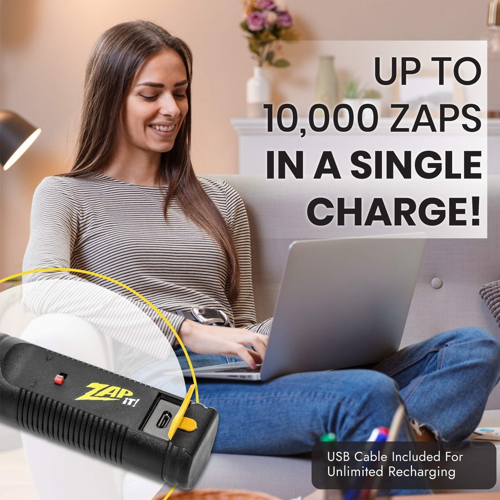 ZAP IT! Bug Zapper Rechargeable Bug Zapper Racket W/ Blue Light Attractant, 4...