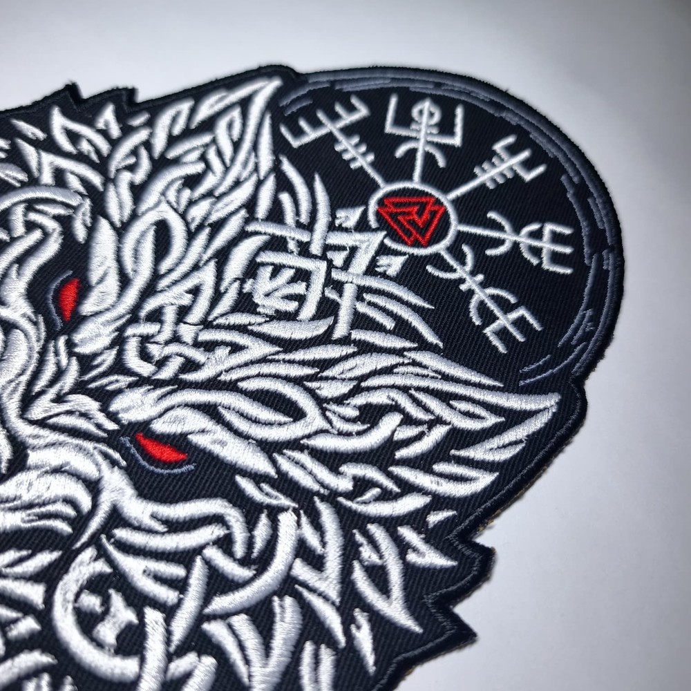 Viking Wolf Back Patch Embroidered Large Norse Biker Jacket Vest Patch
