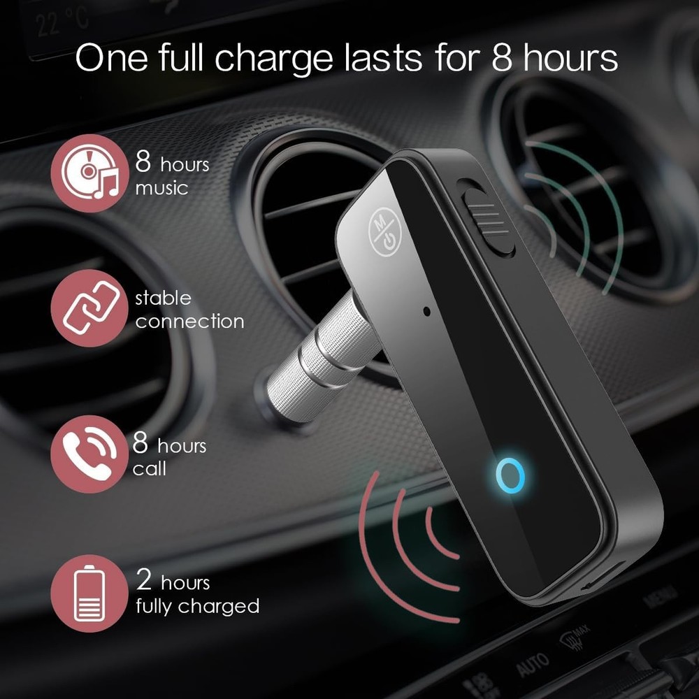 Travel-Friendly Bluetooth AUX Adapter - Fast Charging with Hands-Free Control