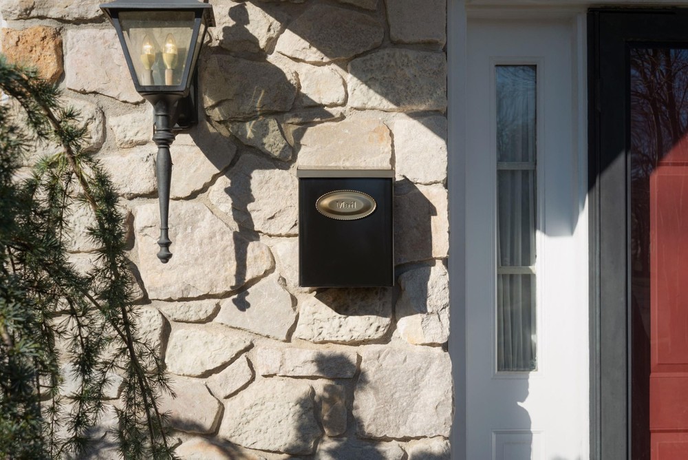 Locking Vertical Wall-Mounted Mailbox, Modern Metal, Black with Optional Emblem