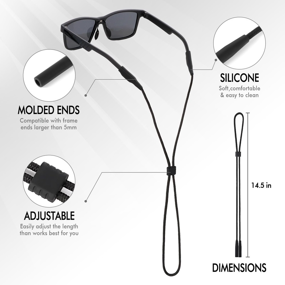 Eyeglasses Holder Strap - 3 Pcs Adjustable Eyewear String Lanyard Retainer - ...