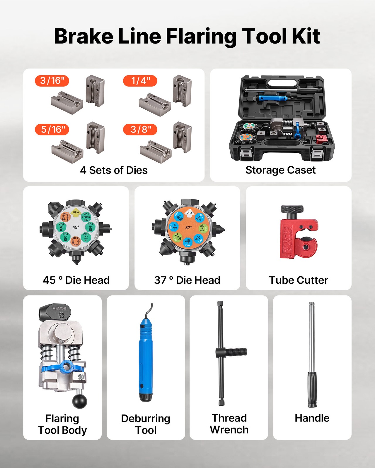 VEVOR Professional Brake Line Flaring Tool 45° & 37° Double Bubble Flaring