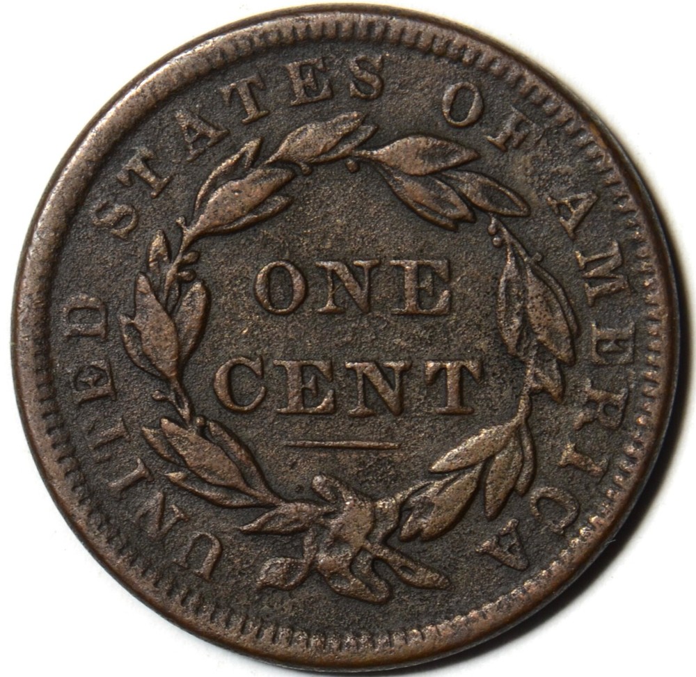 1838 Coronet Head Large Cent - VF Porous