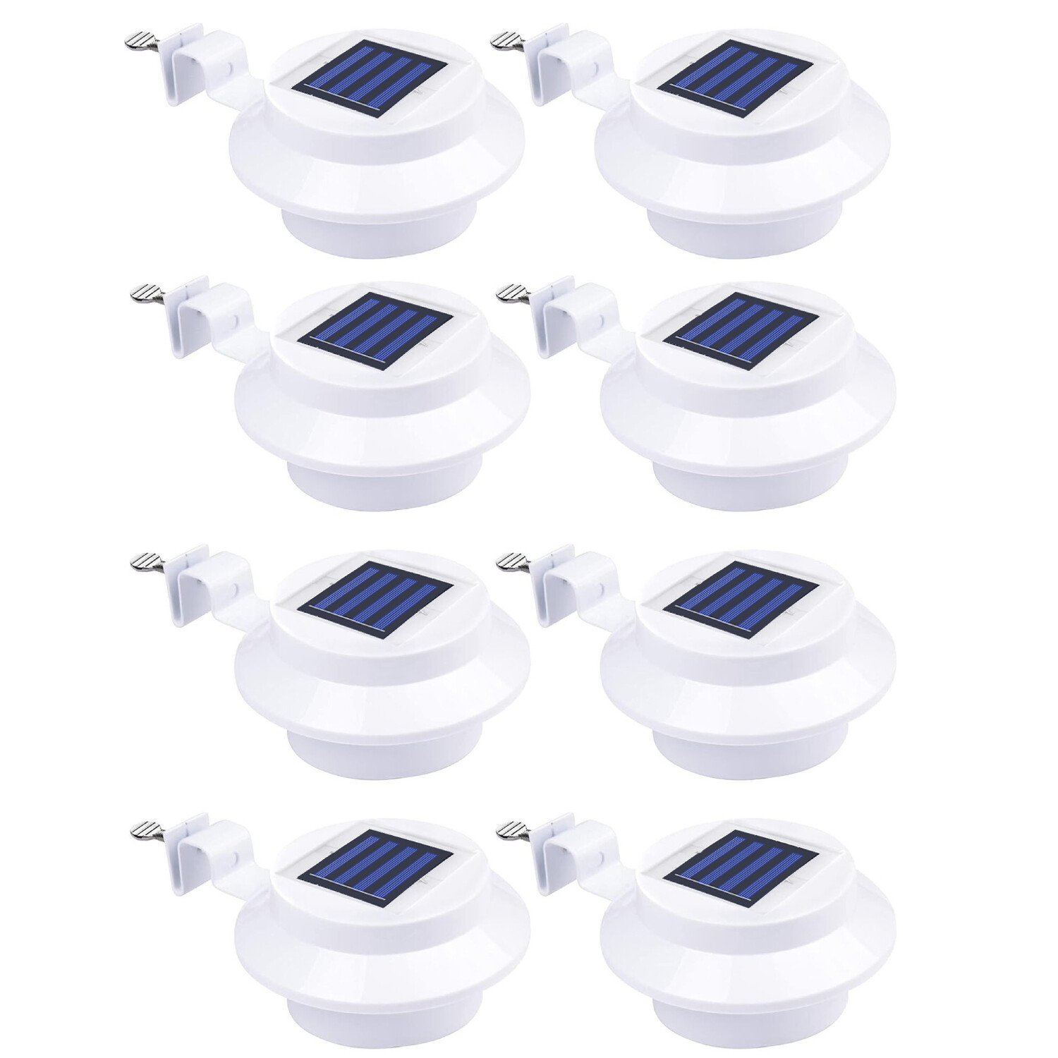 8Pack Waterproof Solar Powered LED Outdoor Gutter Lights with Brackets Garden US
