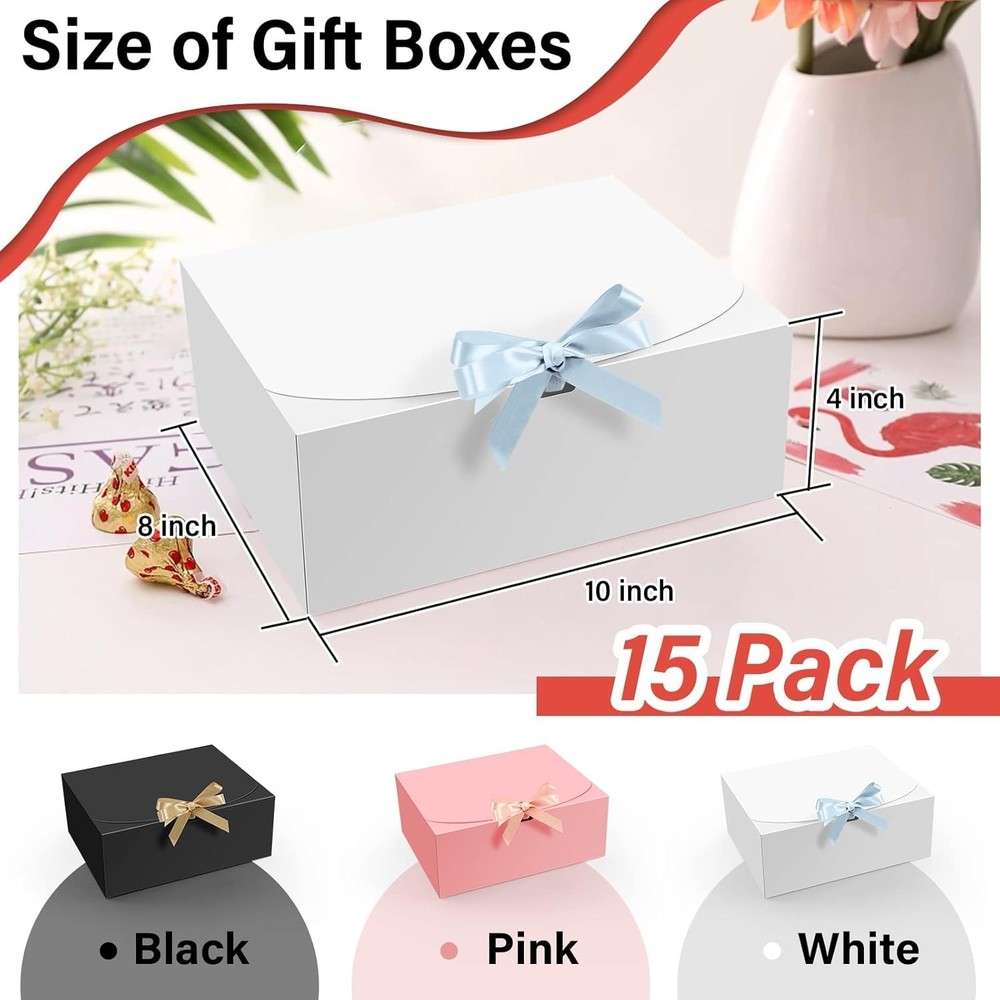 15-Pack Versatile White Gift Boxes with Lids - Easy Assembly & Large Capacity