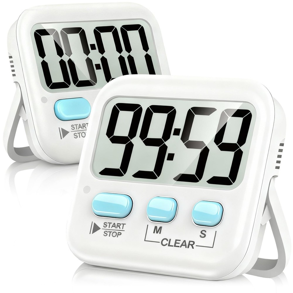 2 Pack Digital Kitchen Timers Countdown Timers with Magnetic Backing Stand