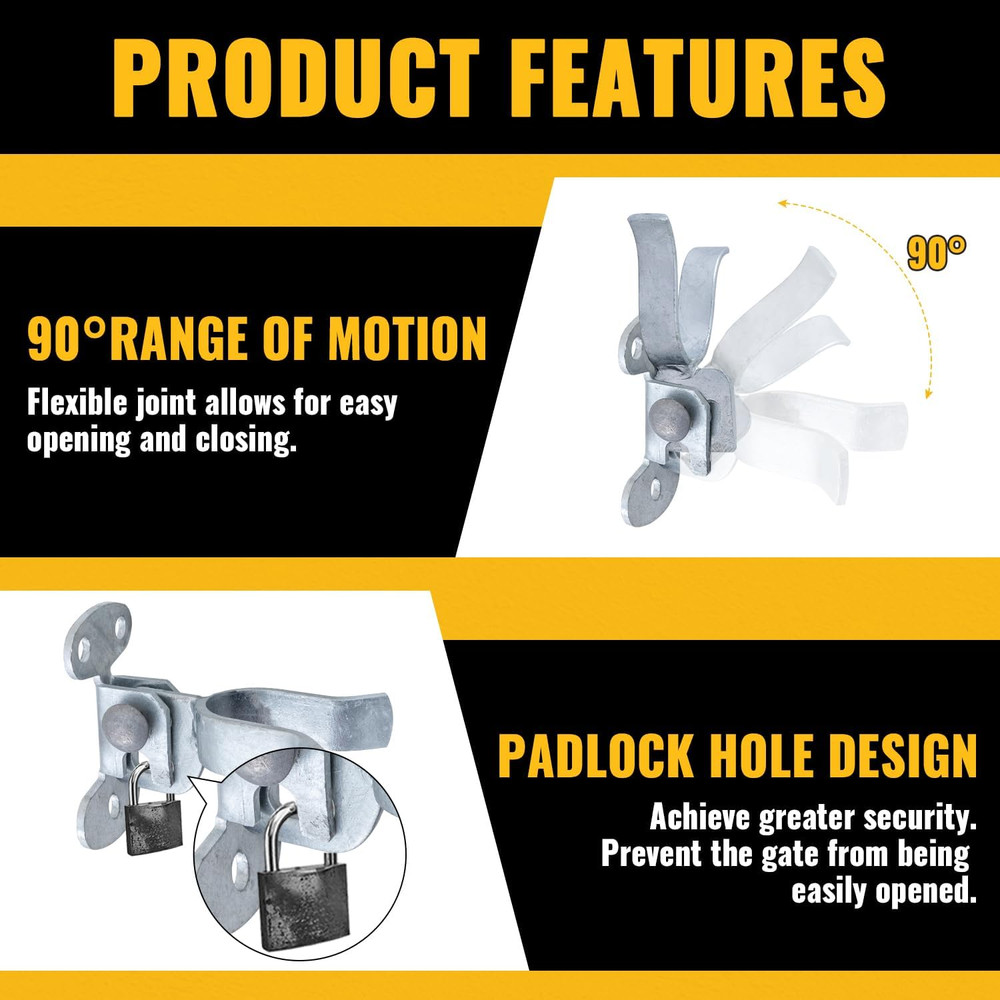 1-5/8" Wall Mount Latch, Chain Link Fence Gate Fork Latch for 1-5/8" Gate Frame,