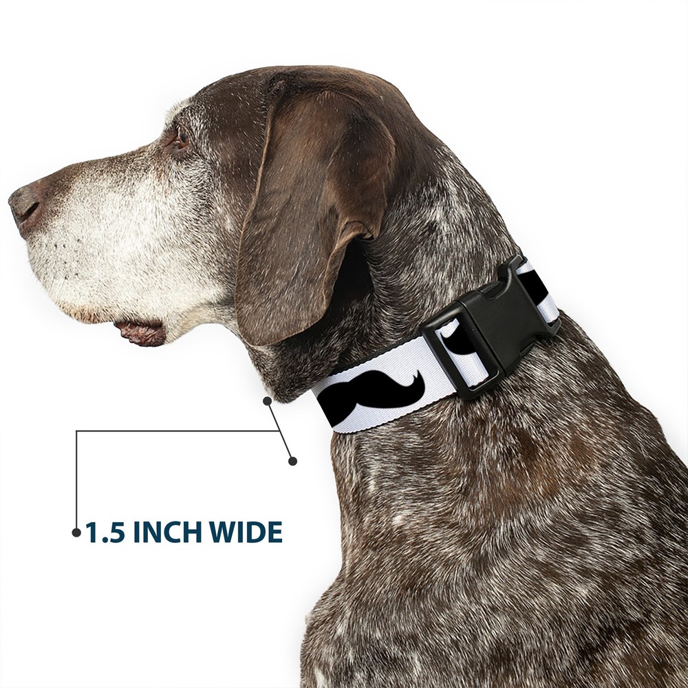 Plastic Clip Collar Mustaches White/Black Medium 11-16.5"