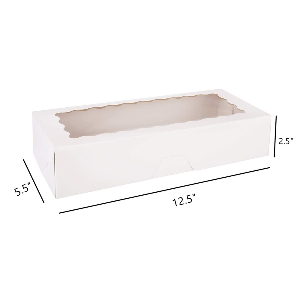 30-Pack Cookie Boxes 12.5" x 5.5" x 2.5", Bakery Boxes with Window, Auto-Popu...