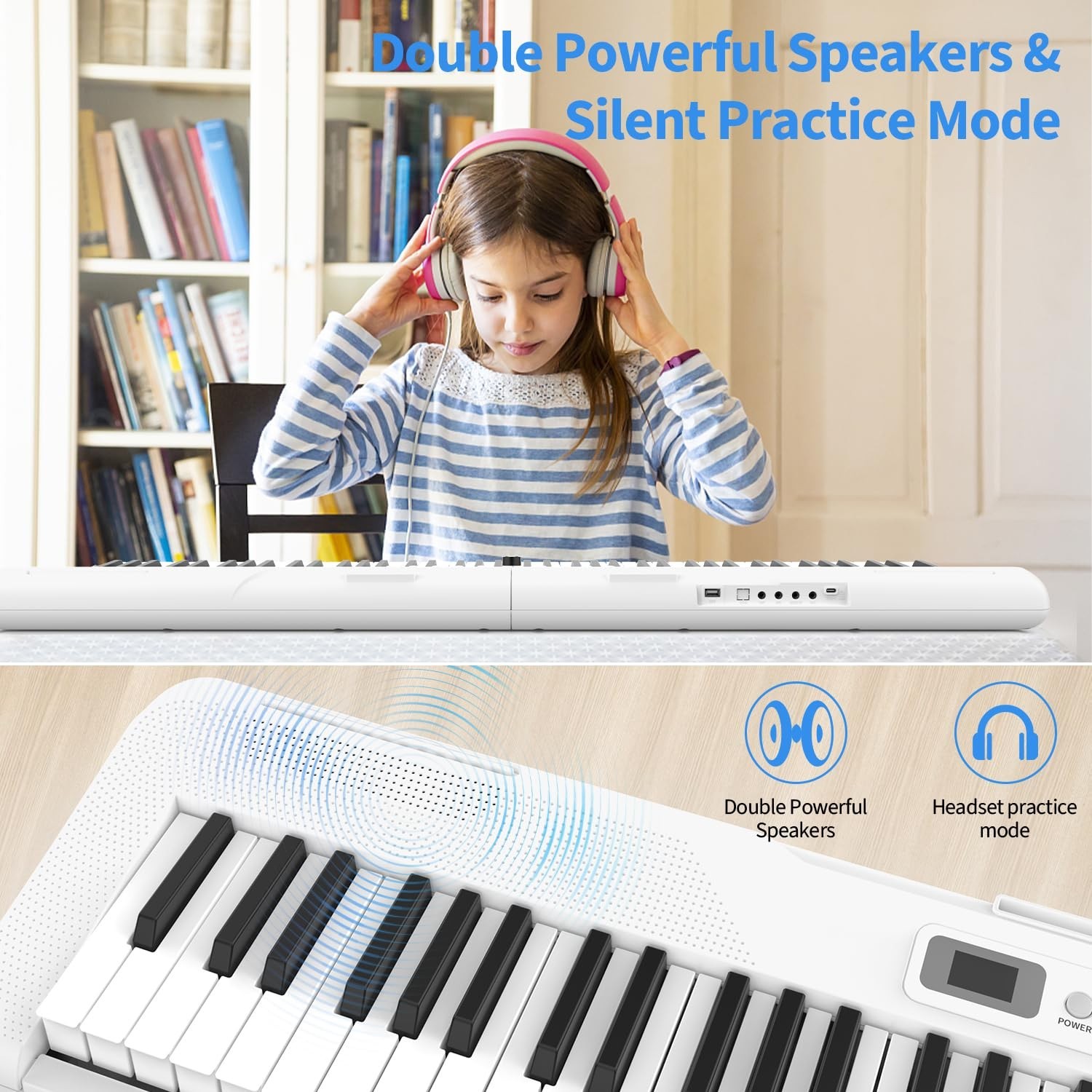 88 Key Piano Keyboard Beginner Electric Digital Piano with Sustain Pedal, Pow...