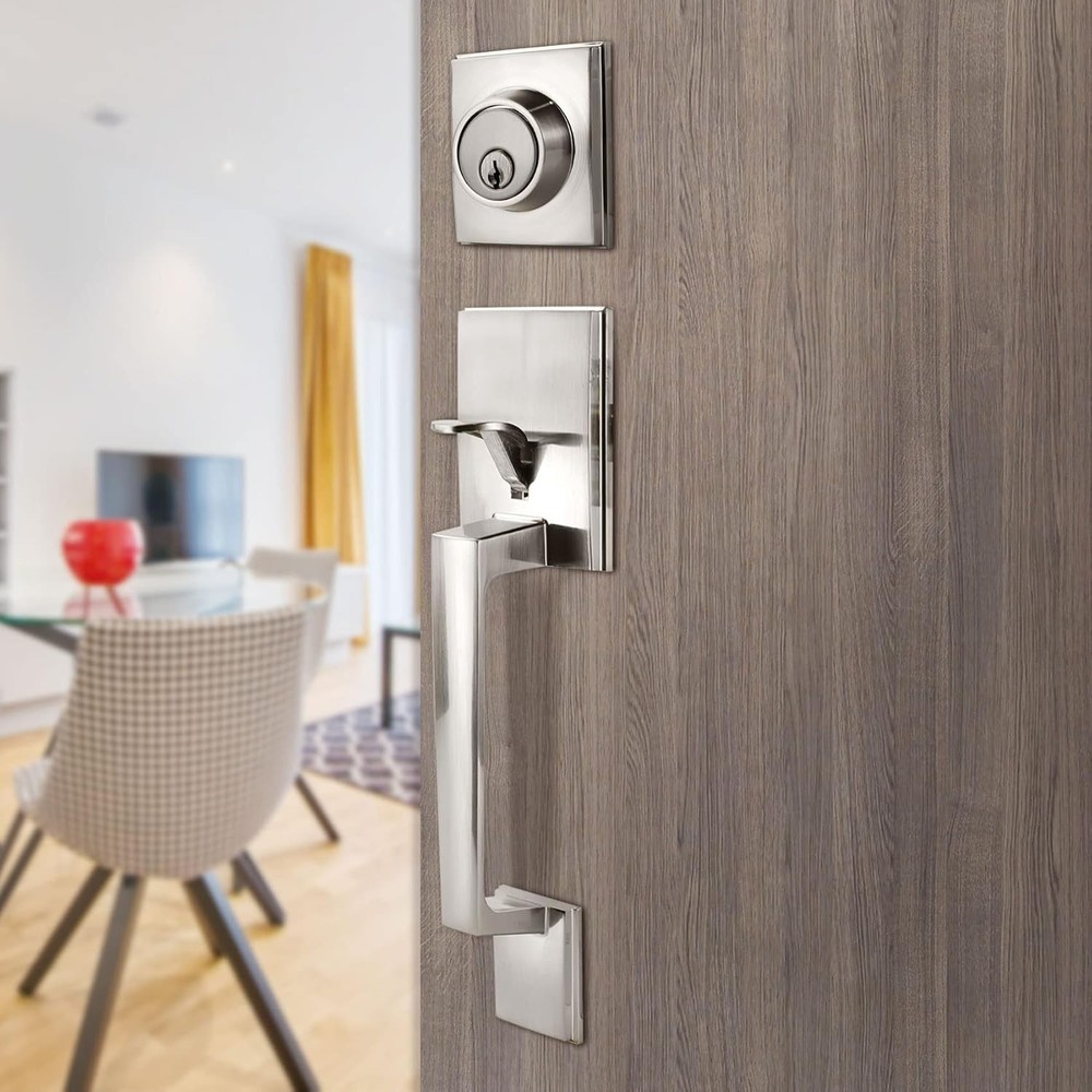 Adjustable Front Door Lock with Lever Handle - Modern Style