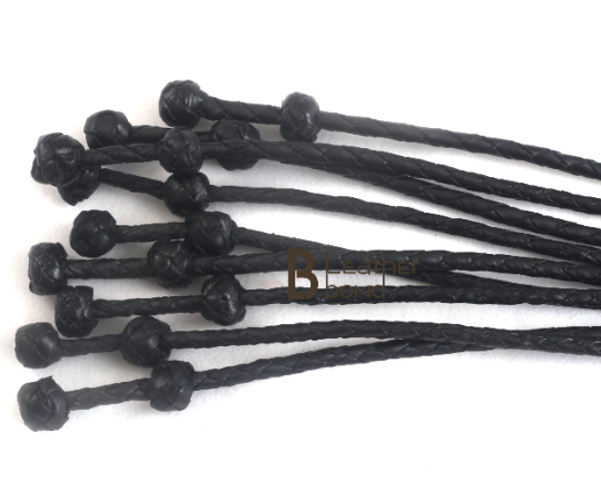 Real Cowhide Leather Flogger Cat O Nine Braided Falls With Double knots