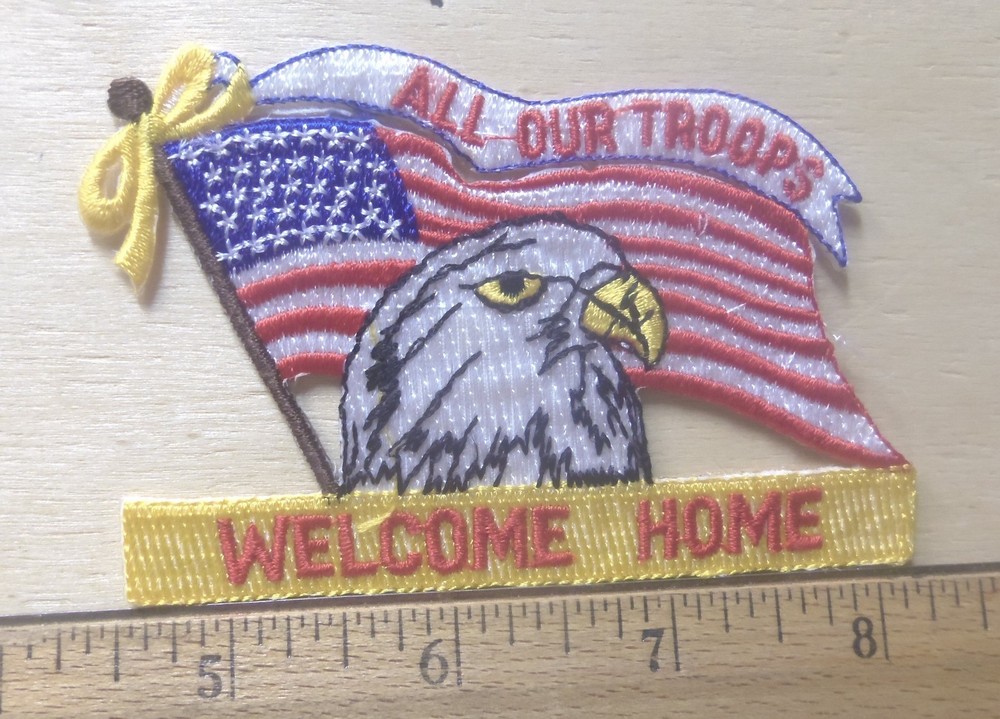 Welcome Home Our Troops Patch with Flag & Eagle