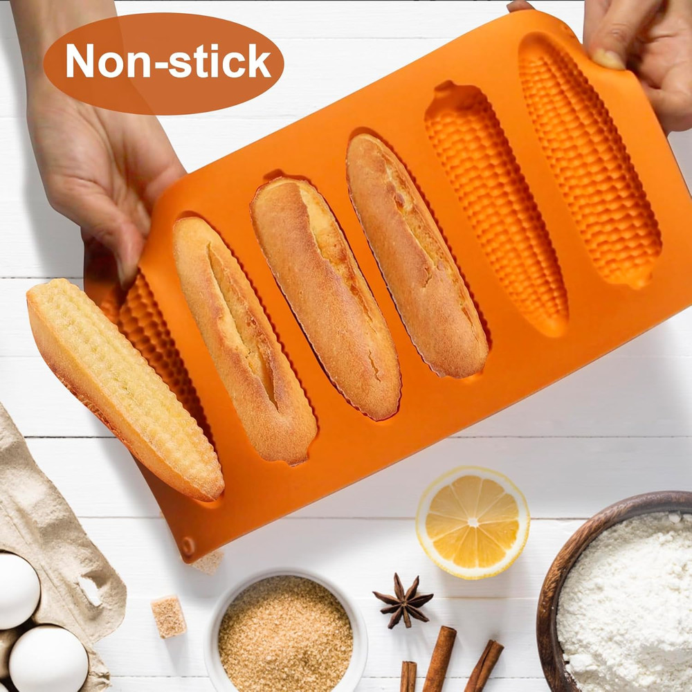 Corn Stick Bread Pan, Silicone Corn Cob Bread Molds for Baking,Cornbread Pan for
