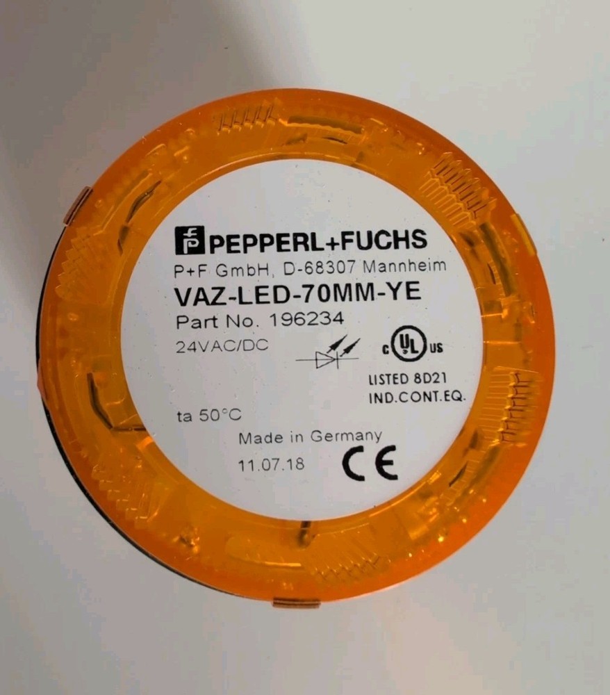 Pepperl & Fuchs Yellow LED Stack Light, VAZ-LED-70mm-YE, 24V