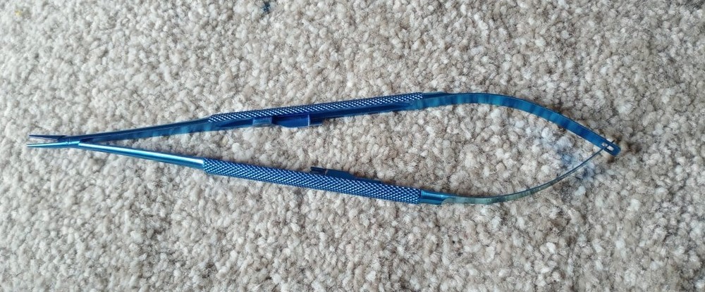 Titanium Jacobson Micro Needle Holder Round bodied Diamond dusted jaws Straight