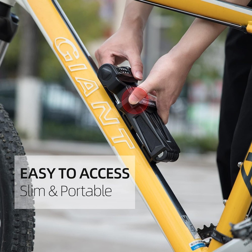 ROCKBROS Folding Bike Lock with Mount,Heavy Duty AntiTheft 4-Digit Foldable Lock
