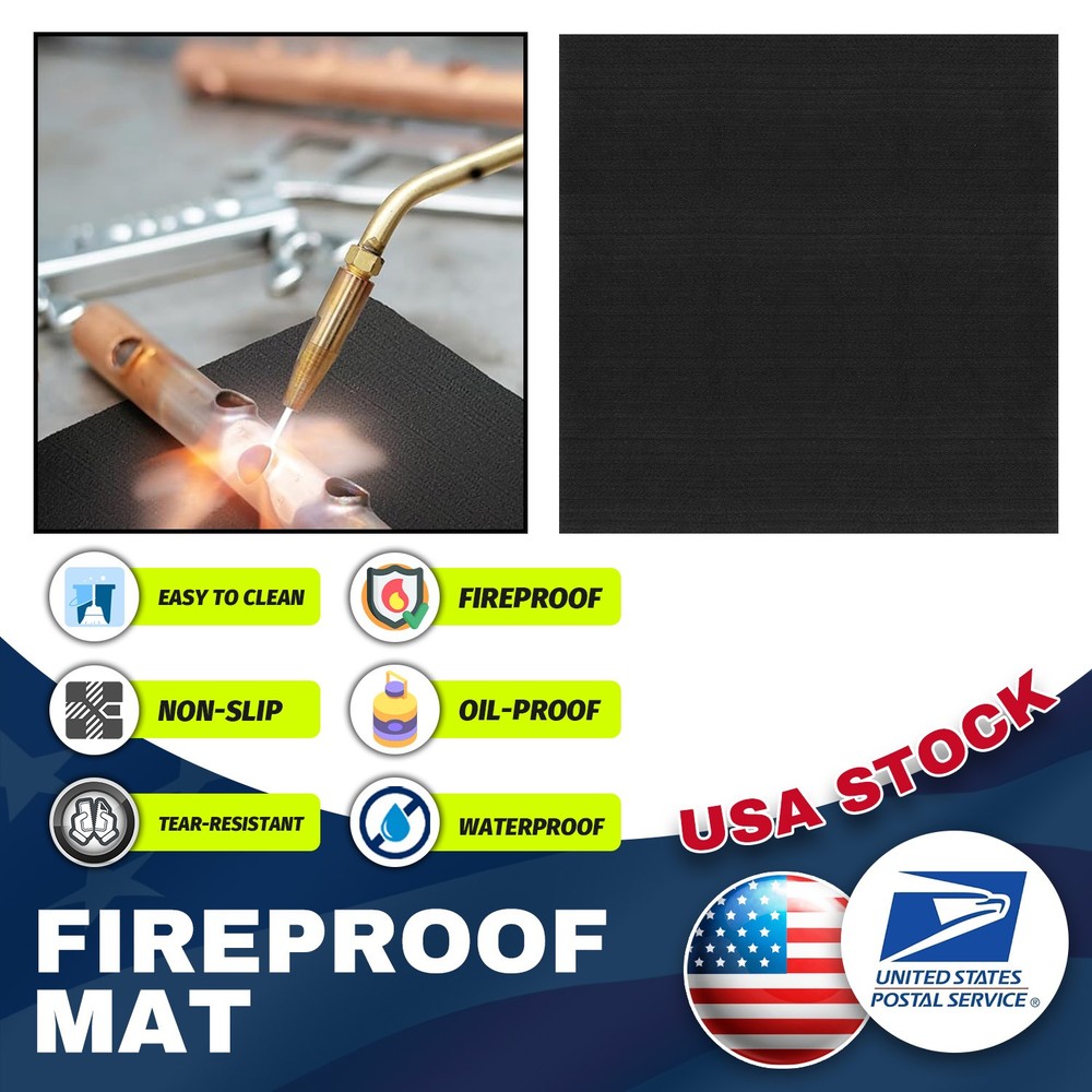 Square Fire Pit Mat Grilling Fireproof Pad High Temperature-Resistant 7.9"x7.9"