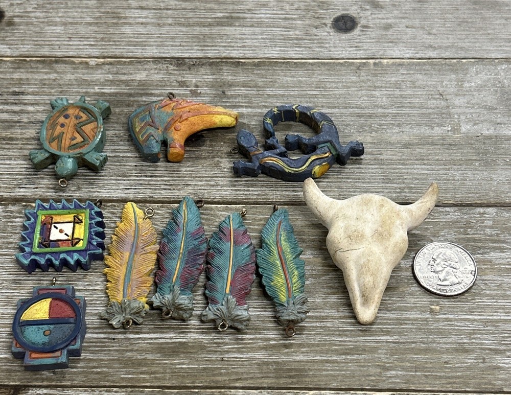 Handmade Western Clay Pendants Lot