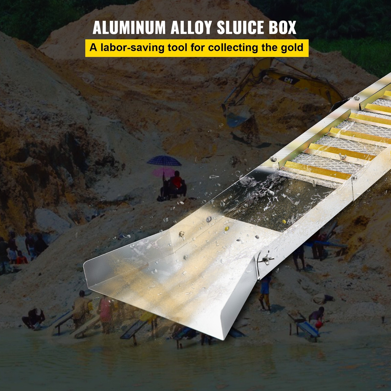 50" Folding Aluminum Alloy Sluice Box for Gold Panning and Prospecting