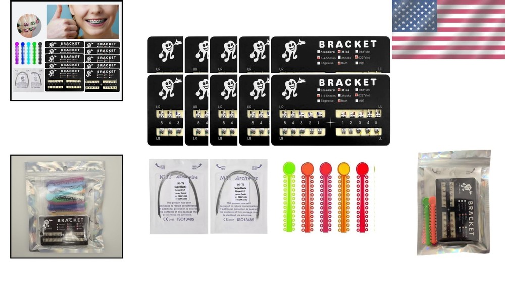 Teeth Model Brackets - 200pcs Pack with Ligature Ties