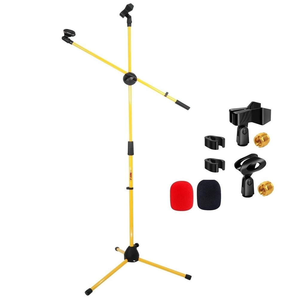 5 Core Microphone Stand Floor Height Adjustable w Extending Telescoping Boom Arm