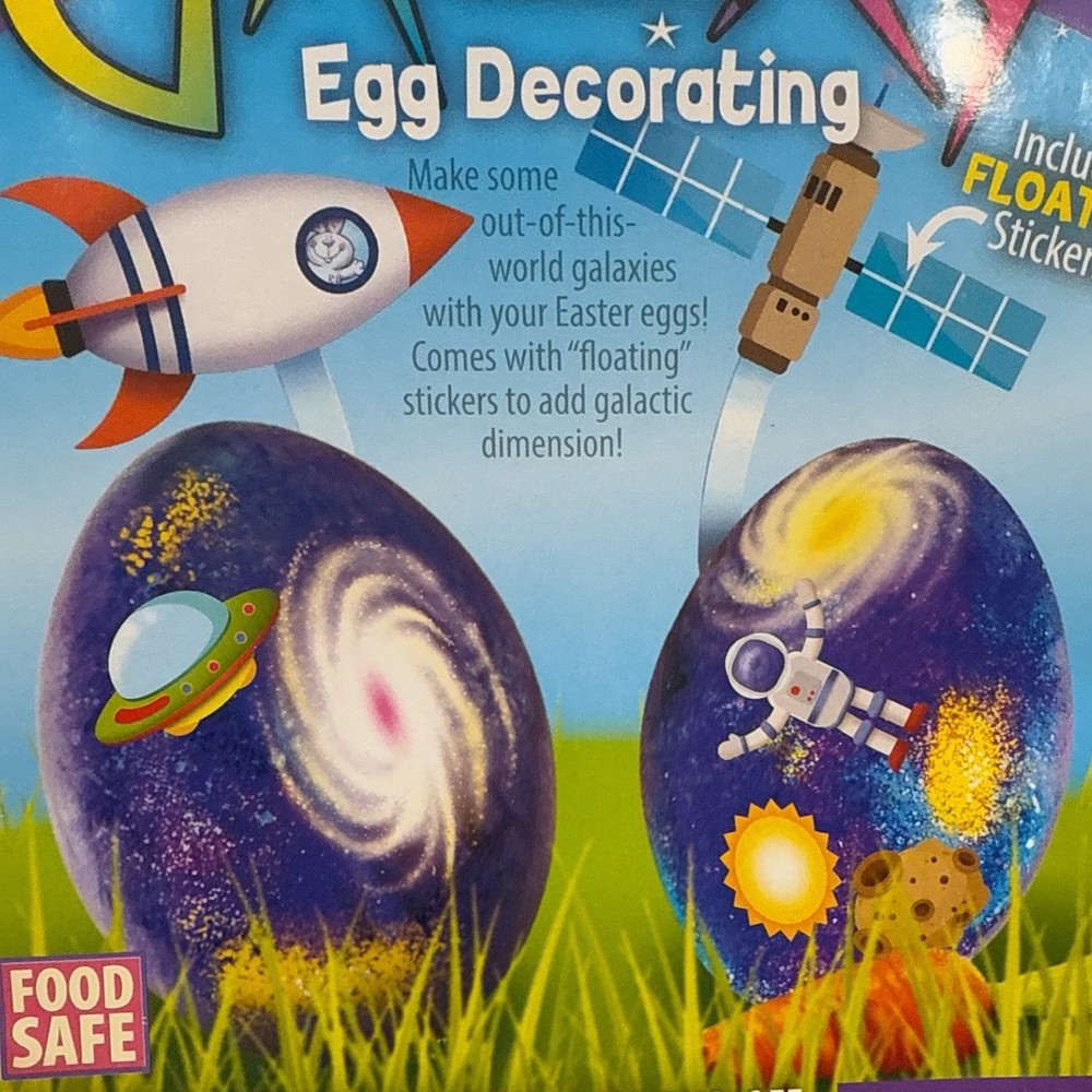 Galaxy Easter Egg Decorating Kit Multicolor Galactic Floating Stickers Stands
