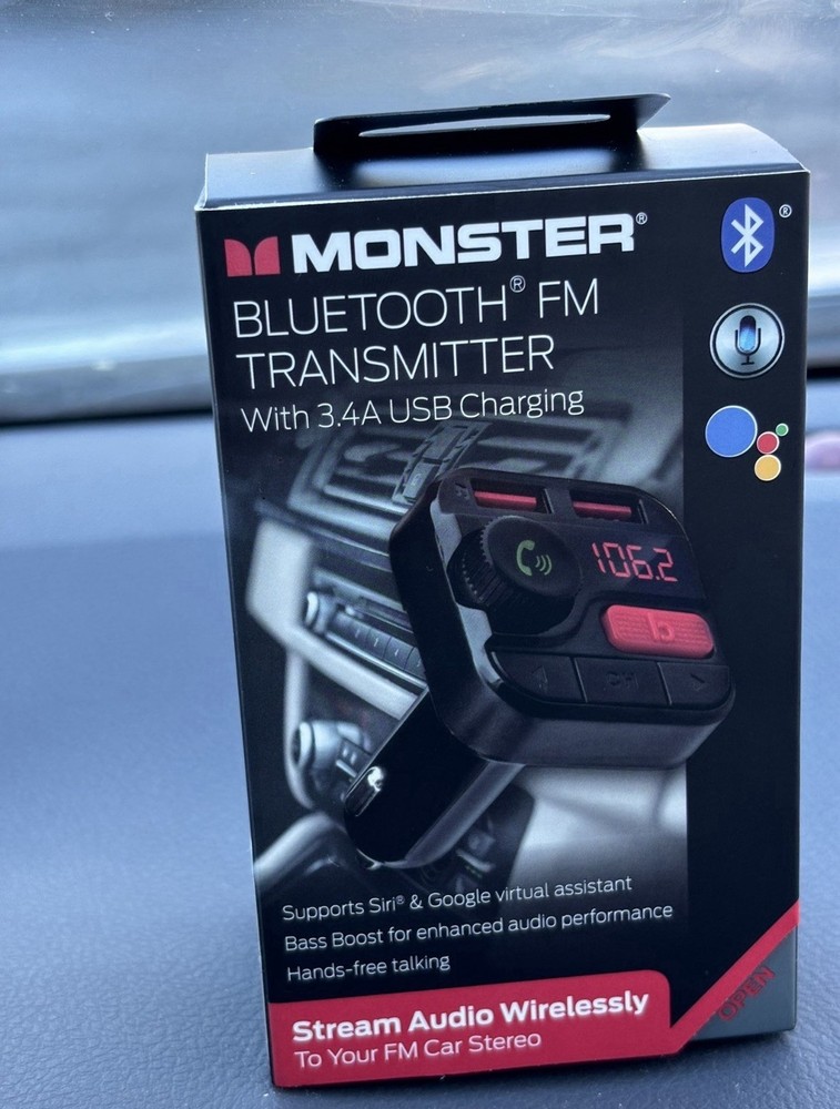 Monster Bluetooth FM Transmitter for Car Cigarette Lighter, Bass Boost, Track...