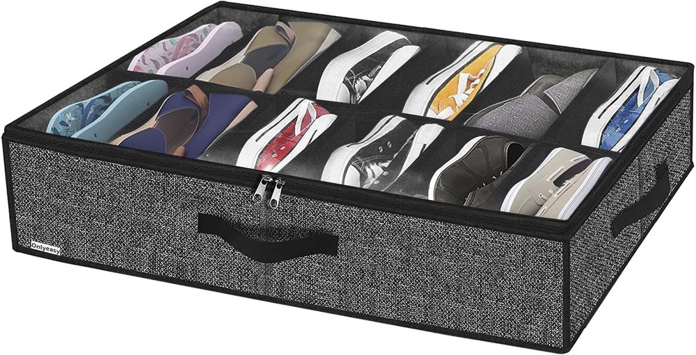 Lightweight Foldable Shoe Storage with Clear View - Fits 12 Pairs Effortlessly