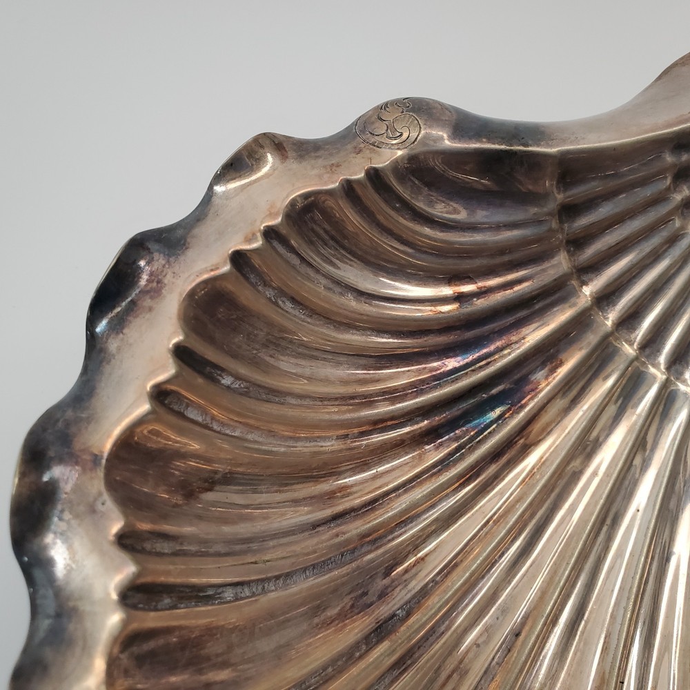 Antique Wilson & Sharp Edinburgh SCALLOP Shell Dish Silver‑Plate 8885 Footed