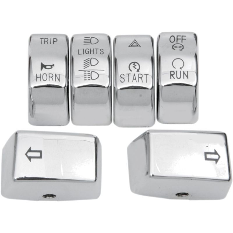 Drag Specialties 6-Piece Chrome Replacement Switch Cap Kit for Harley