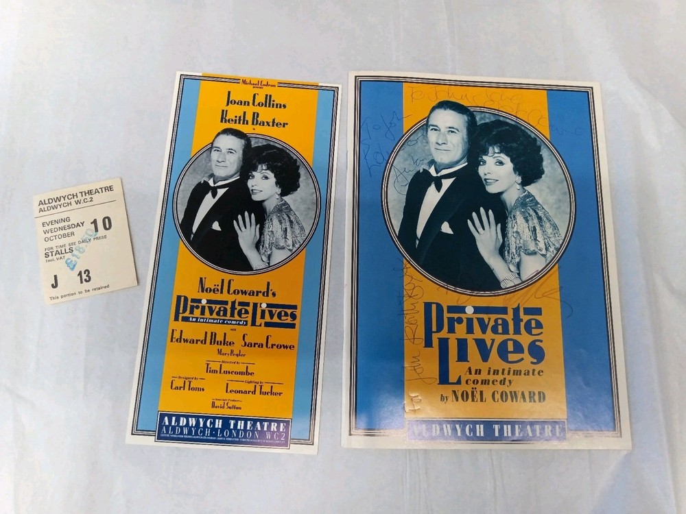 Theatre Programme Private Lives Signed Joan Collins Keith Baxter + Others
