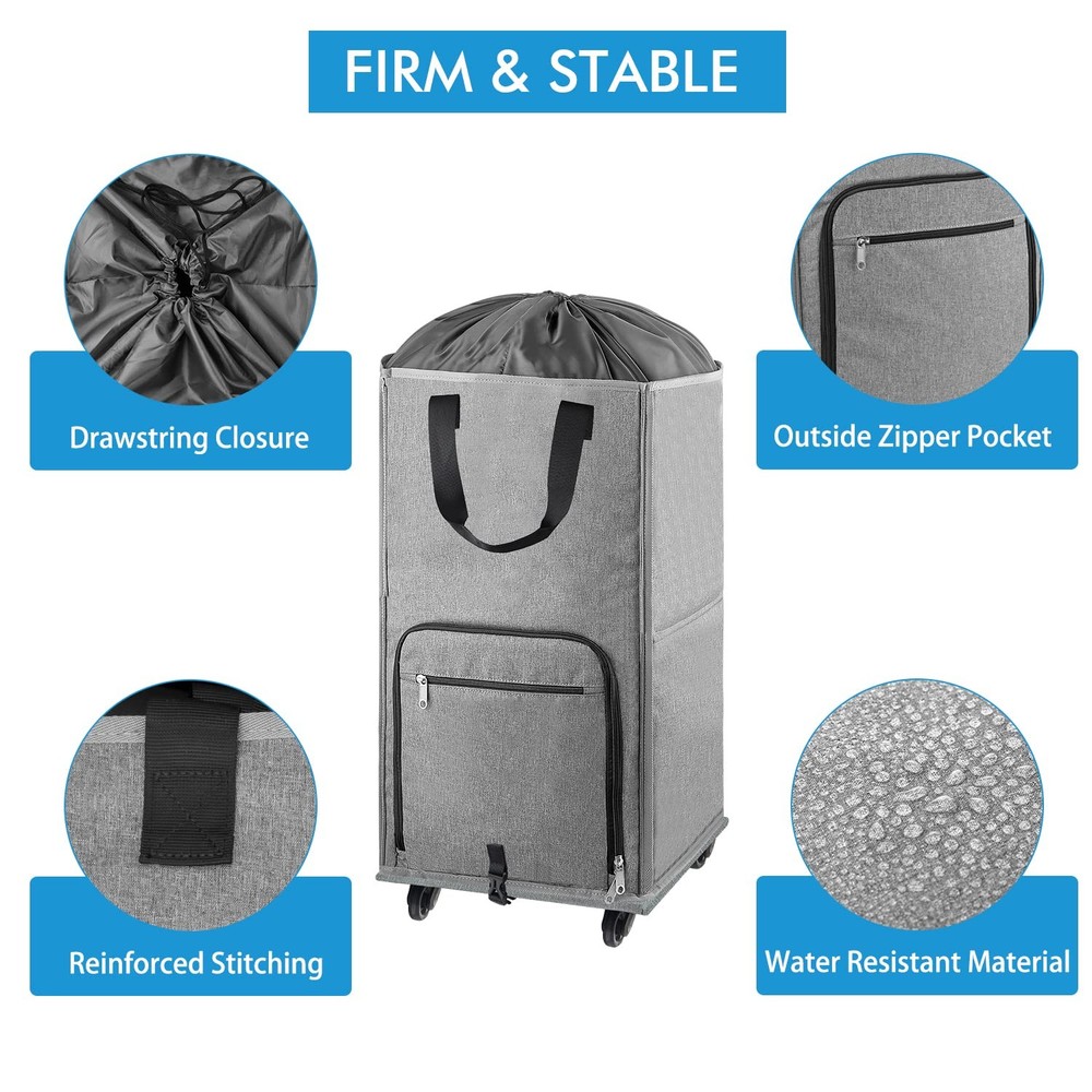Laundry Hamper with Wheels, Large Rolling Laundry Basket with 4 Casters and 2...