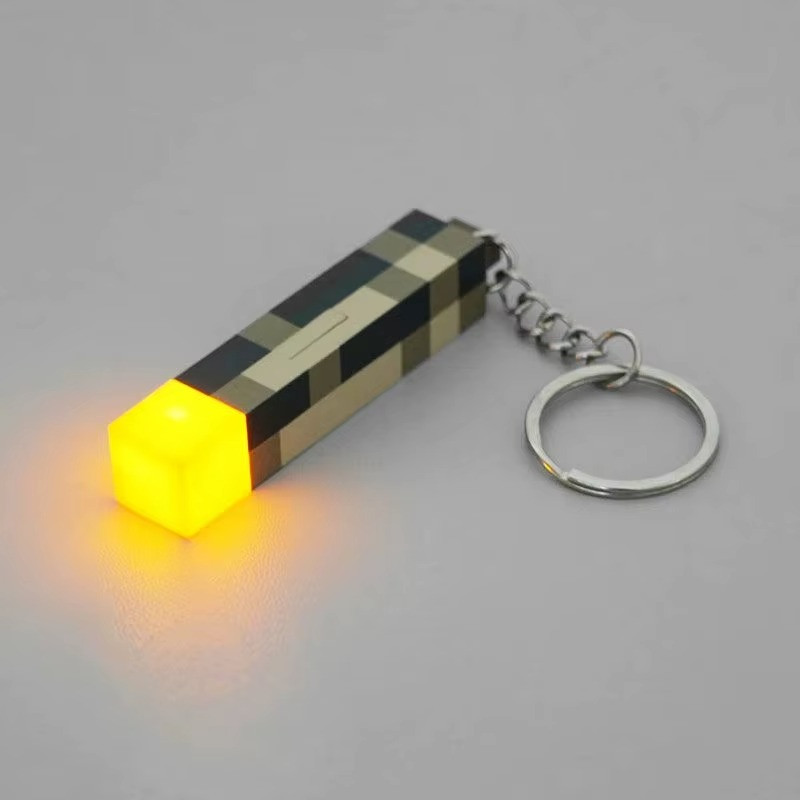 Minecraft Torch LED Keychain Flashlight Light Up Mini Rechargeable Backpack