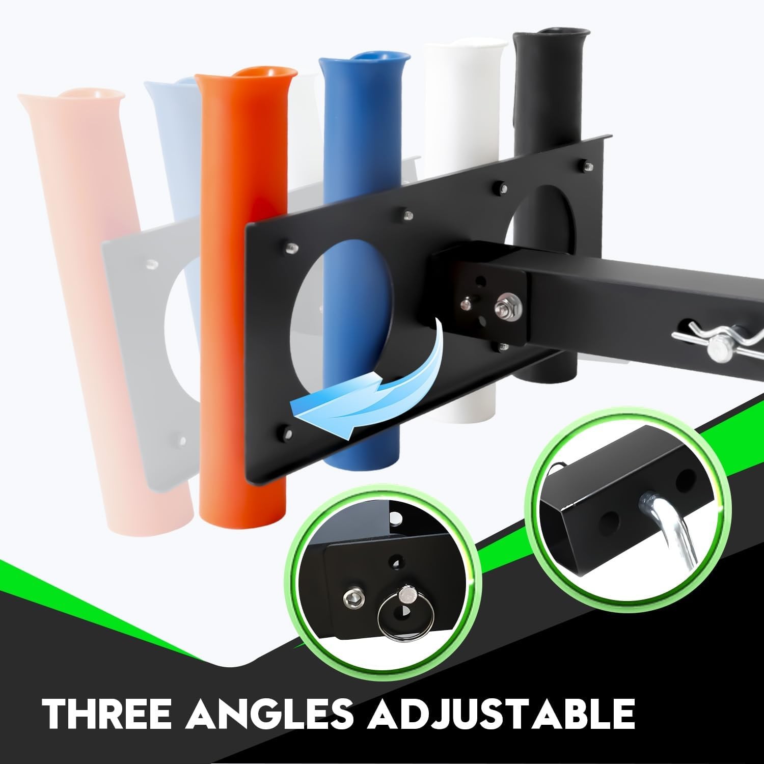 Hitch Fishing Rod Holder for Trucks,3-Position Adjustable Stainless Steel