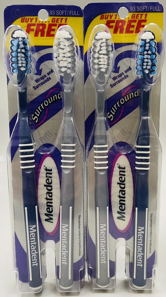 4 mentadent #93 soft/full toothbrushes scuffed packaging