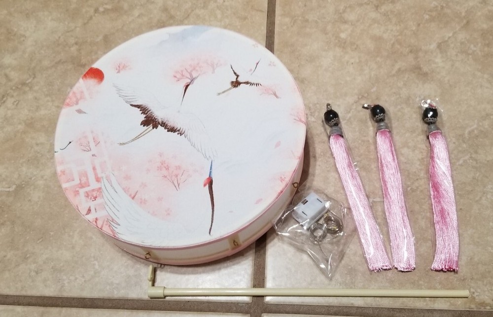 Pink & White Crane Handheld Fabric Lantern