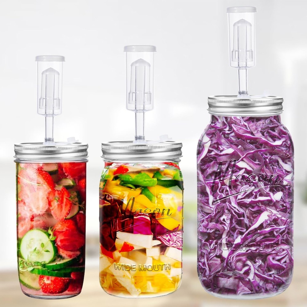32 oz Fermentation Jar,2 Pack Fermentation kit with Fermenting Weights and Ai...