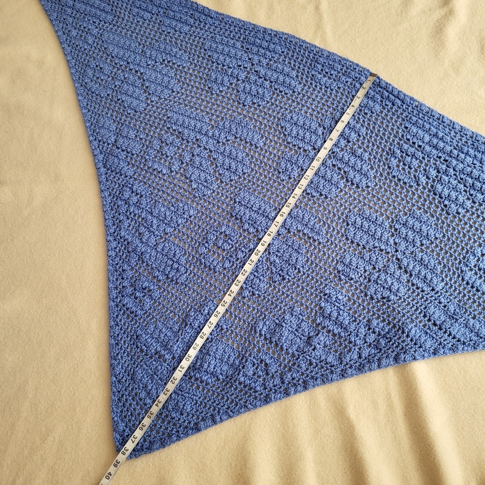 Handmade Hand Knit Periwinkle Blue Triangle Shall