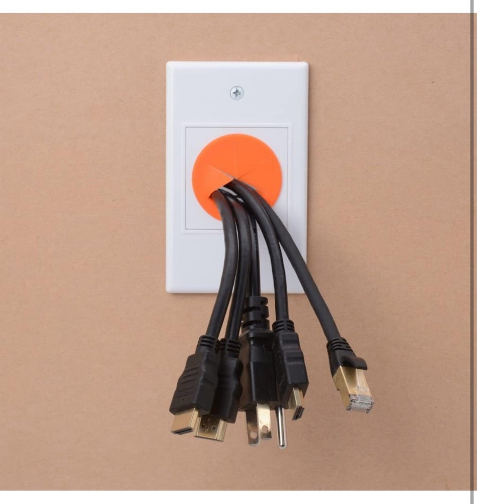 12 Pack Cable Pass Through Wall Plate Round Silicone with Mounting Bracket