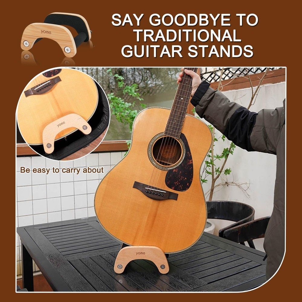 Acoustic Guitar Stand That Doesn't Require Assembly - Solid Wood Portable Flo...