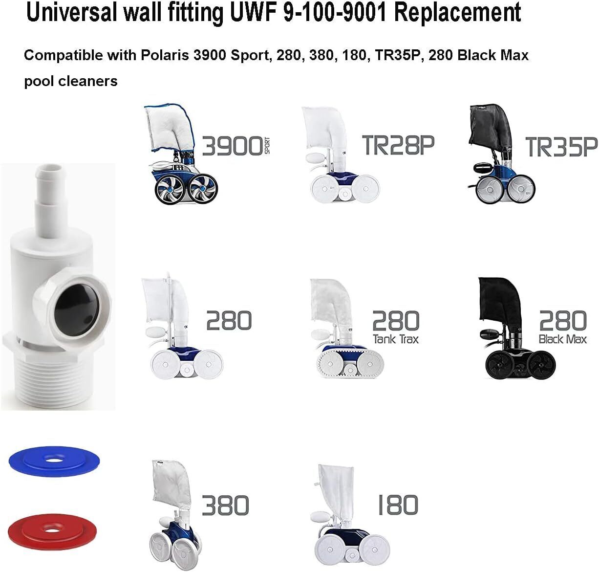 Universal Wall Fitting UWF Connector 9-100-9001 For Polaris 280/380 Pool Cleaner