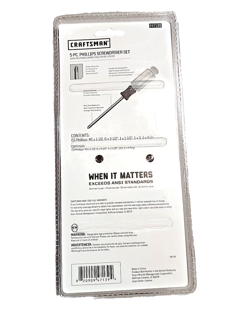 Craftsman 5 Piece Phillips Screwdriver Set